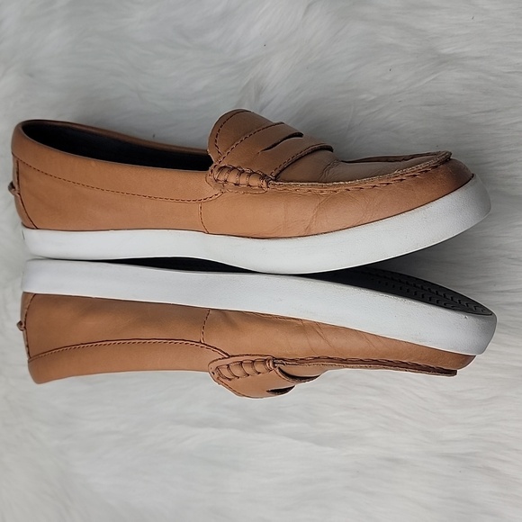 COLE HAAN Women's Nantucket Grand OS Pecan Tan Leather Slip On Preppy Loafer - Picture 7 of 13
